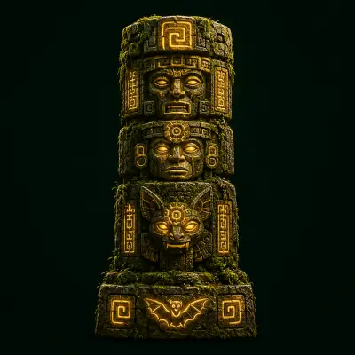 Mayan totem carved in stone